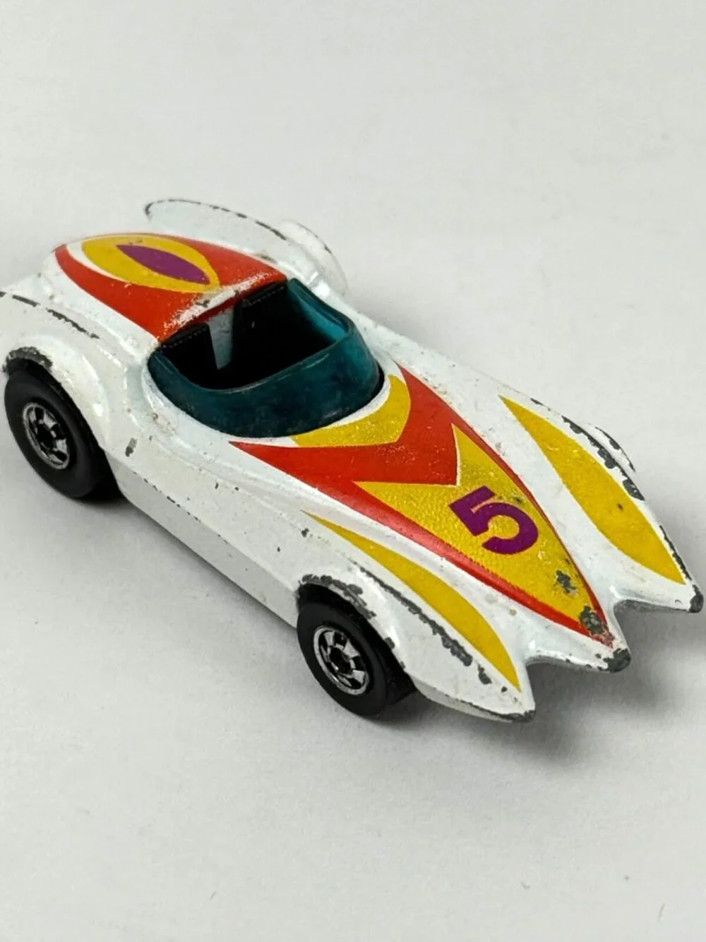 Vintage 1970's Hot Wheels Second Wind Diecast Car Mattel 1976 White 1:64 Mach 5